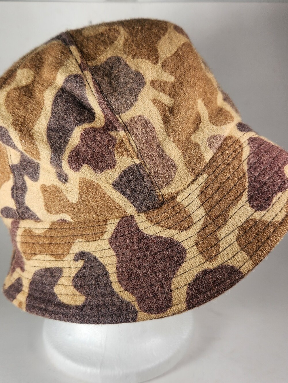 WOOLRICH Hat Cap Camo Brown Medium Made USA Vintage 23 Inch Circumference Wool